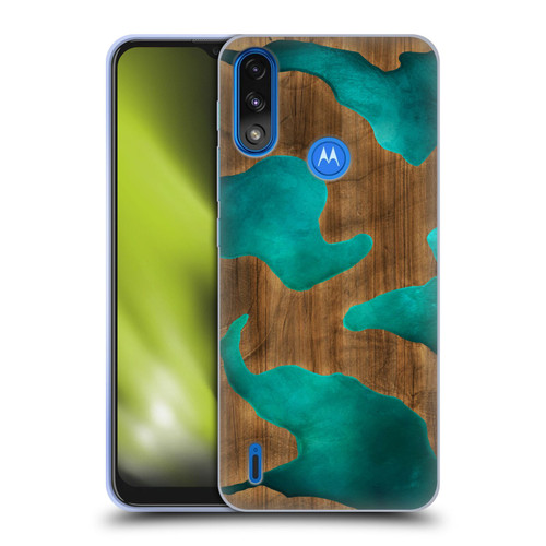 Alyn Spiller Wood & Resin Aqua Soft Gel Case for Motorola Moto E7 Power / Moto E7i Power