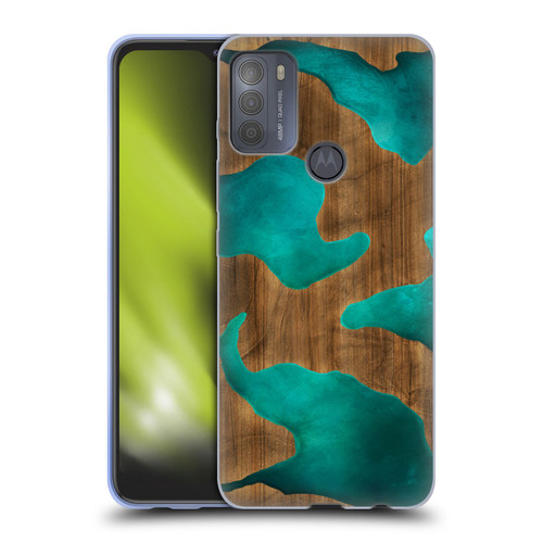 Alyn Spiller Wood & Resin Aqua Soft Gel Case for Motorola Moto G50