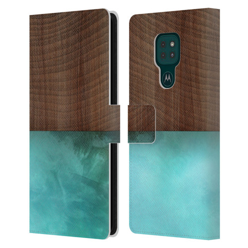 Alyn Spiller Wood & Resin Blocking Leather Book Wallet Case Cover For Motorola Moto G9 Play