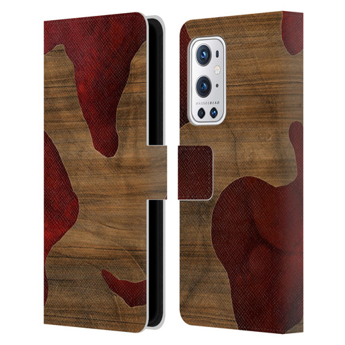 Alyn Spiller Wood & Resin Fire Leather Book Wallet Case Cover For OnePlus 9 Pro