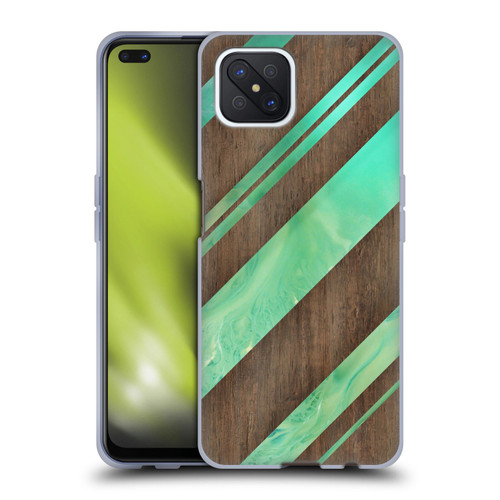 Alyn Spiller Wood & Resin Diagonal Stripes Soft Gel Case for OPPO Reno4 Z 5G