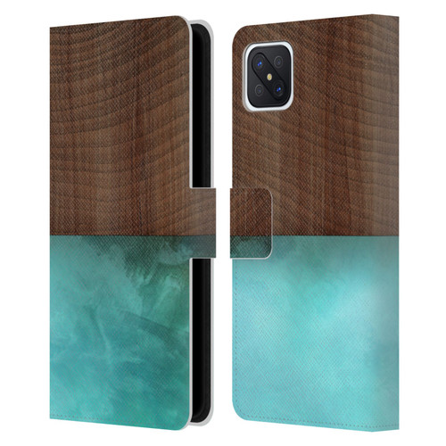 Alyn Spiller Wood & Resin Blocking Leather Book Wallet Case Cover For OPPO Reno4 Z 5G