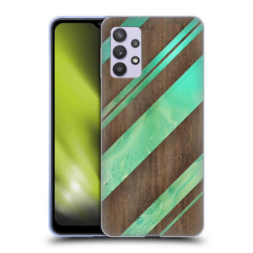Alyn Spiller Wood & Resin Diagonal Stripes Soft Gel Case for Samsung Galaxy A32 5G / M32 5G (2021)