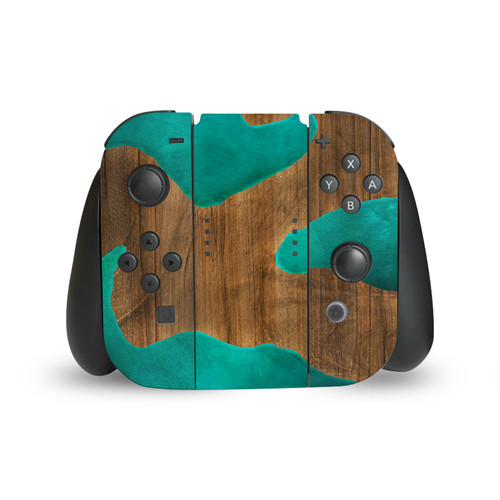 Alyn Spiller Art Mix Wood and Resin Aqua Vinyl Sticker Skin Decal Cover for Nintendo Switch Joy Controller