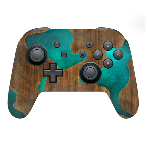 Alyn Spiller Art Mix Wood and Resin Aqua Vinyl Sticker Skin Decal Cover for Nintendo Switch Pro Controller