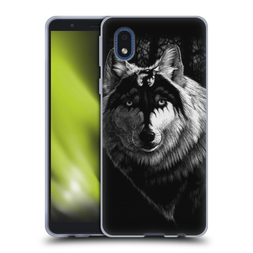 Stanley Morrison Black And White Gray Wolf With Dragon Marking Soft Gel Case for Samsung Galaxy A01 Core (2020)