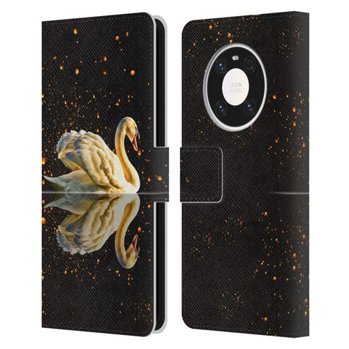 Dave Loblaw Animals Swan Lake Reflections Leather Book Wallet Case Cover For Huawei Mate 40 Pro 5G