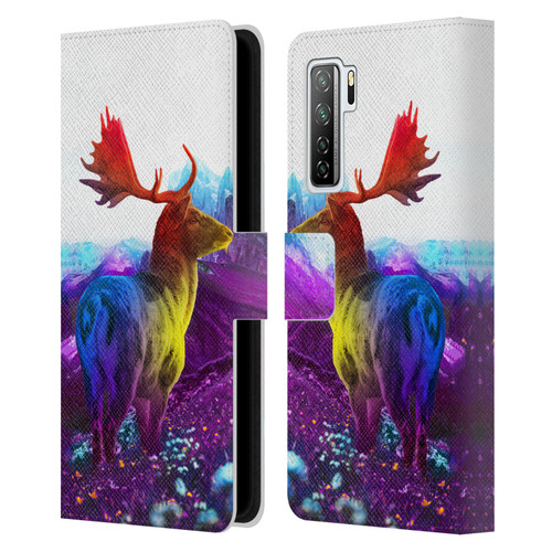 Dave Loblaw Animals Purple Mountain Deer Leather Book Wallet Case Cover For Huawei Nova 7 SE/P40 Lite 5G