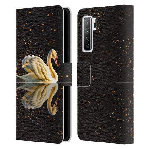 Dave Loblaw Animals Swan Lake Reflections Leather Book Wallet Case Cover For Huawei Nova 7 SE/P40 Lite 5G