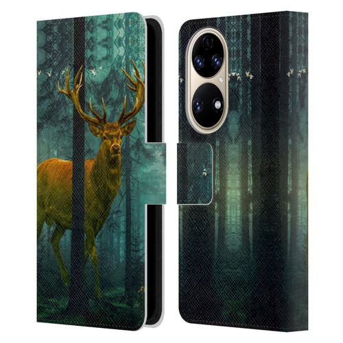 Dave Loblaw Animals Giant Forest Deer Leather Book Wallet Case Cover For Huawei P50