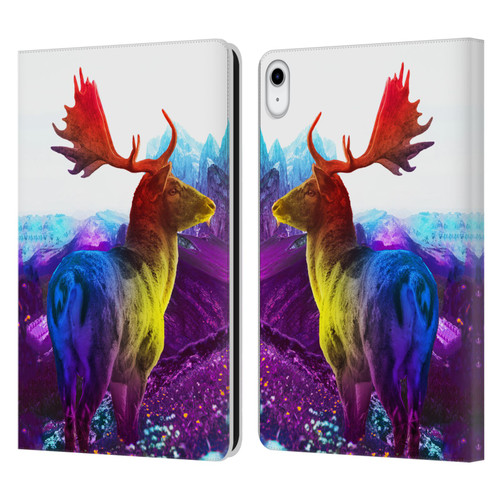 Dave Loblaw Animals Purple Mountain Deer Leather Book Wallet Case Cover For Apple iPad 10.9 2022/2025