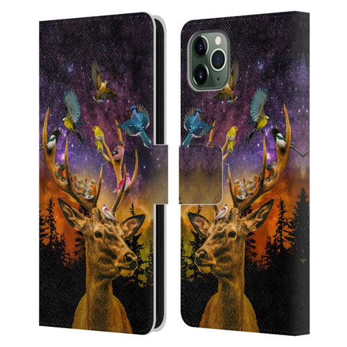 Dave Loblaw Animals Deer and Birds Leather Book Wallet Case Cover For Apple iPhone 11 Pro Max