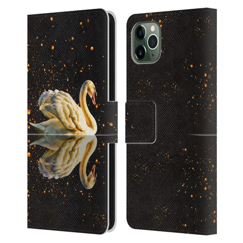 Dave Loblaw Animals Swan Lake Reflections Leather Book Wallet Case Cover For Apple iPhone 11 Pro Max