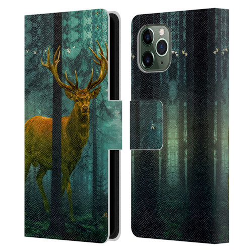 Dave Loblaw Animals Giant Forest Deer Leather Book Wallet Case Cover For Apple iPhone 11 Pro