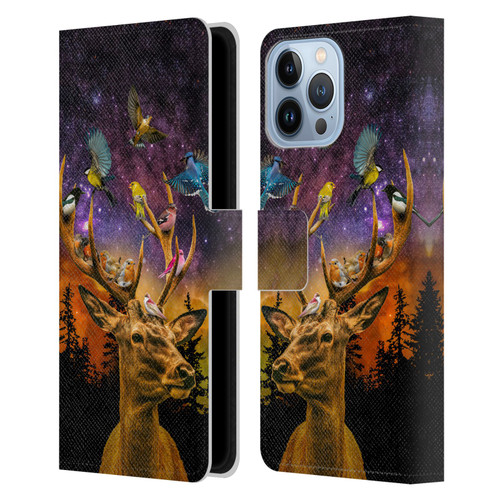 Dave Loblaw Animals Deer and Birds Leather Book Wallet Case Cover For Apple iPhone 13 Pro Max