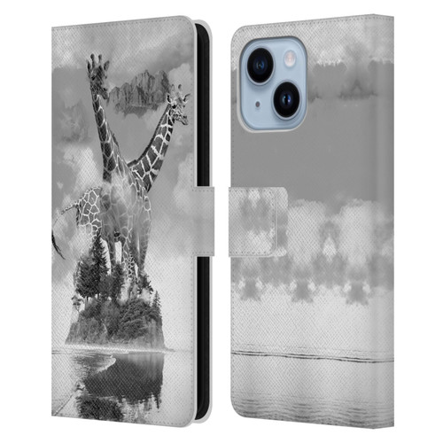 Dave Loblaw Animals Giraffe In The Mist Leather Book Wallet Case Cover For Apple iPhone 14 Plus