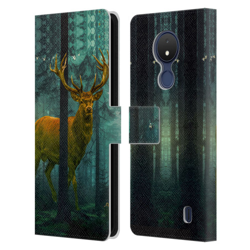 Dave Loblaw Animals Giant Forest Deer Leather Book Wallet Case Cover For Nokia C21