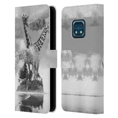 Dave Loblaw Animals Giraffe In The Mist Leather Book Wallet Case Cover For Nokia XR20