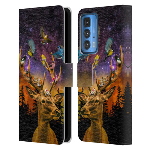 Dave Loblaw Animals Deer and Birds Leather Book Wallet Case Cover For Motorola Edge 20 Pro