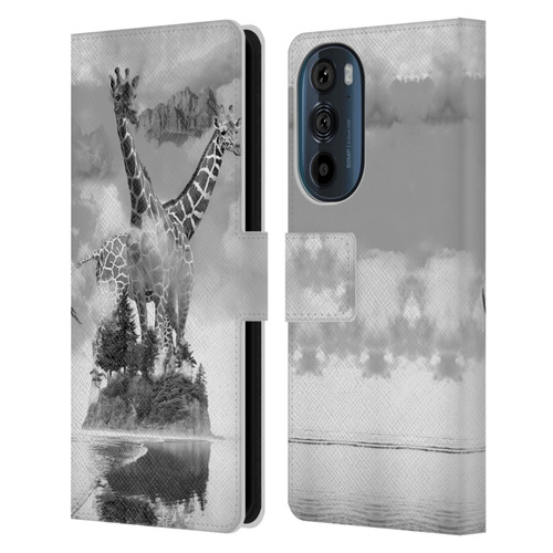 Dave Loblaw Animals Giraffe In The Mist Leather Book Wallet Case Cover For Motorola Edge 30