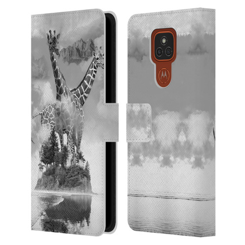 Dave Loblaw Animals Giraffe In The Mist Leather Book Wallet Case Cover For Motorola Moto E7 Plus