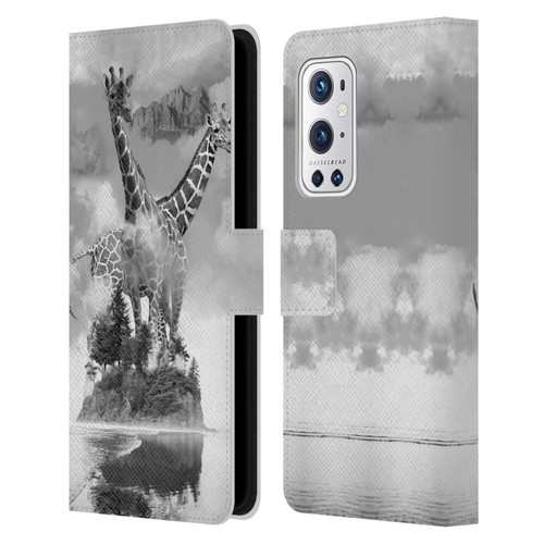 Dave Loblaw Animals Giraffe In The Mist Leather Book Wallet Case Cover For OnePlus 9 Pro