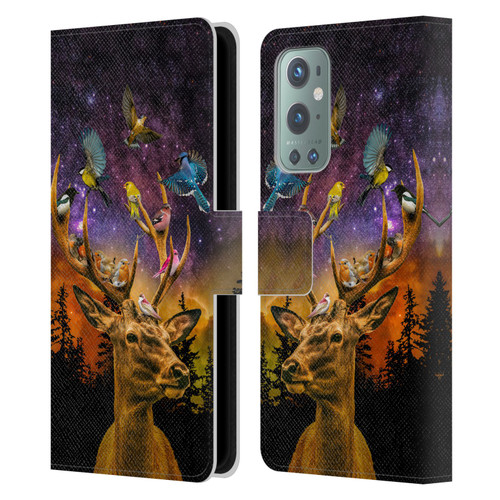 Dave Loblaw Animals Deer and Birds Leather Book Wallet Case Cover For OnePlus 9