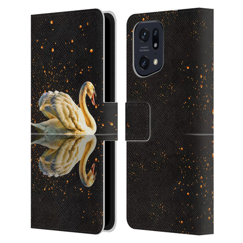 Dave Loblaw Animals Swan Lake Reflections Leather Book Wallet Case Cover For OPPO Find X5