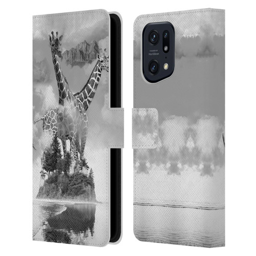 Dave Loblaw Animals Giraffe In The Mist Leather Book Wallet Case Cover For OPPO Find X5 Pro