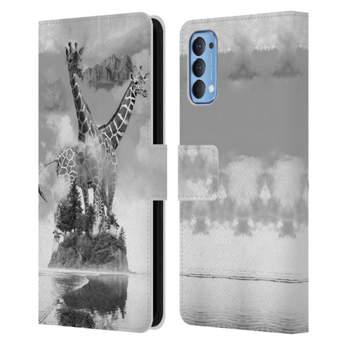 Dave Loblaw Animals Giraffe In The Mist Leather Book Wallet Case Cover For OPPO Reno 4 5G