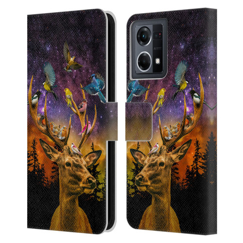 Dave Loblaw Animals Deer and Birds Leather Book Wallet Case Cover For OPPO Reno8 4G