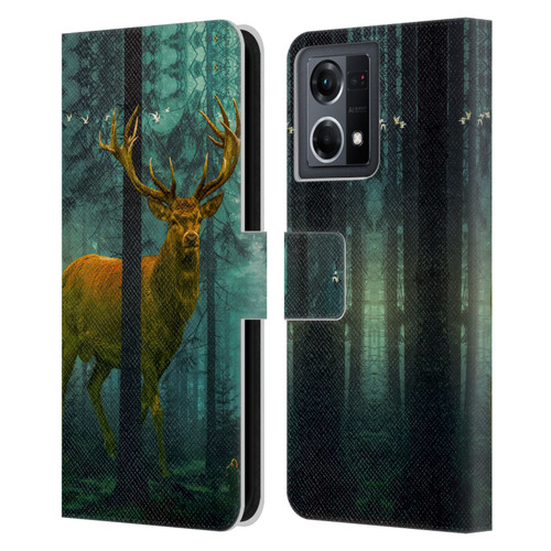 Dave Loblaw Animals Giant Forest Deer Leather Book Wallet Case Cover For OPPO Reno8 4G