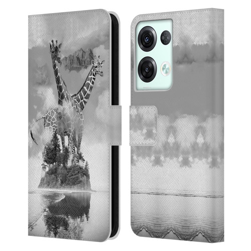 Dave Loblaw Animals Giraffe In The Mist Leather Book Wallet Case Cover For OPPO Reno8 Pro