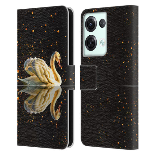 Dave Loblaw Animals Swan Lake Reflections Leather Book Wallet Case Cover For OPPO Reno8 Pro