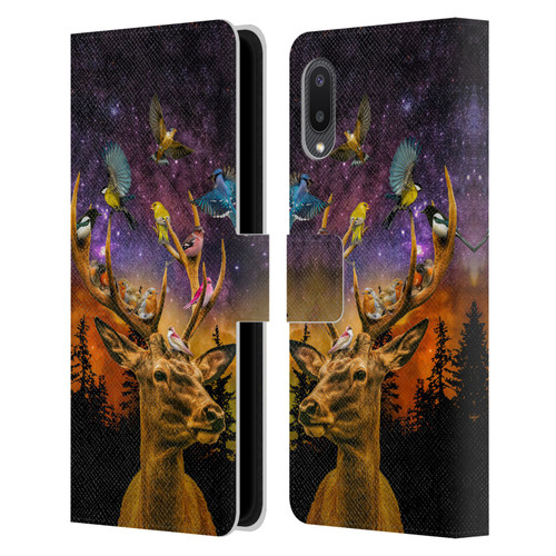 Dave Loblaw Animals Deer and Birds Leather Book Wallet Case Cover For Samsung Galaxy A02/M02 (2021)