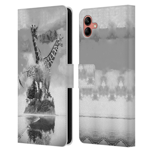 Dave Loblaw Animals Giraffe In The Mist Leather Book Wallet Case Cover For Samsung Galaxy A04 (2022)