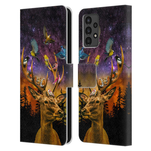 Dave Loblaw Animals Deer and Birds Leather Book Wallet Case Cover For Samsung Galaxy A13 (2022)