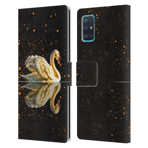Dave Loblaw Animals Swan Lake Reflections Leather Book Wallet Case Cover For Samsung Galaxy A51 (2019)