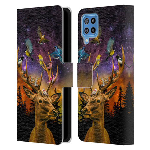 Dave Loblaw Animals Deer and Birds Leather Book Wallet Case Cover For Samsung Galaxy F22 (2021)