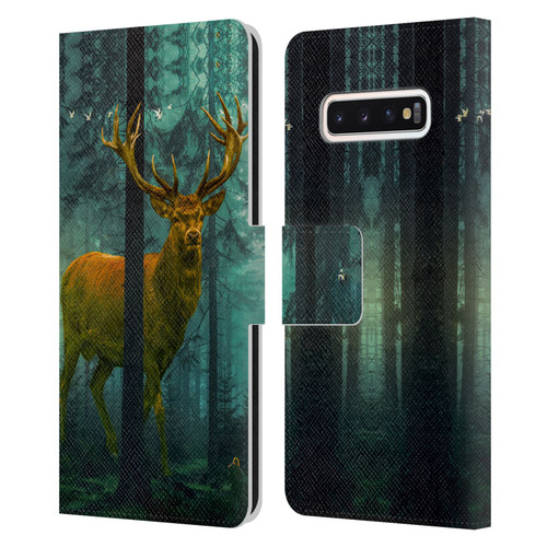 Dave Loblaw Animals Giant Forest Deer Leather Book Wallet Case Cover For Samsung Galaxy S10