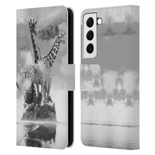 Dave Loblaw Animals Giraffe In The Mist Leather Book Wallet Case Cover For Samsung Galaxy S22 5G