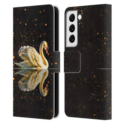 Dave Loblaw Animals Swan Lake Reflections Leather Book Wallet Case Cover For Samsung Galaxy S22 5G