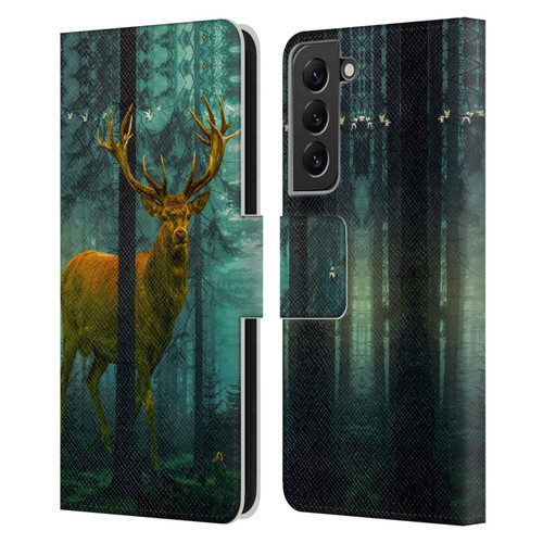 Dave Loblaw Animals Giant Forest Deer Leather Book Wallet Case Cover For Samsung Galaxy S22+ 5G