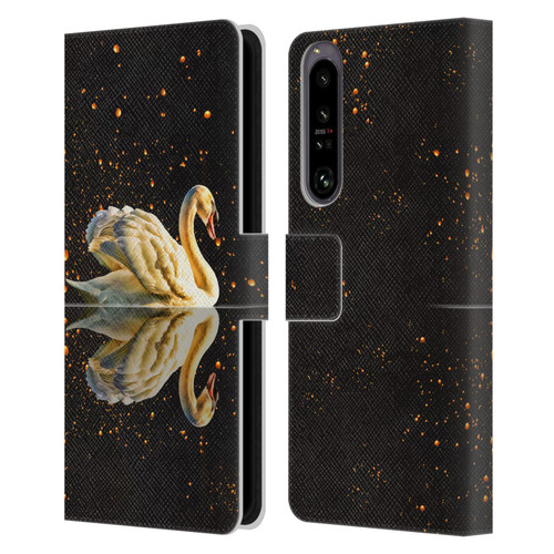 Dave Loblaw Animals Swan Lake Reflections Leather Book Wallet Case Cover For Sony Xperia 1 IV