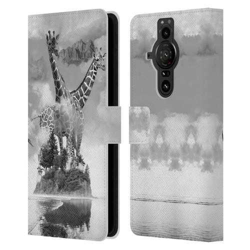 Dave Loblaw Animals Giraffe In The Mist Leather Book Wallet Case Cover For Sony Xperia Pro-I