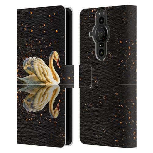 Dave Loblaw Animals Swan Lake Reflections Leather Book Wallet Case Cover For Sony Xperia Pro-I