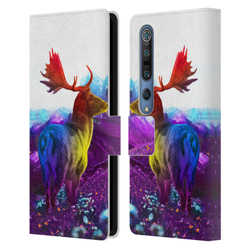 Dave Loblaw Animals Purple Mountain Deer Leather Book Wallet Case Cover For Xiaomi Mi 10 5G / Mi 10 Pro 5G