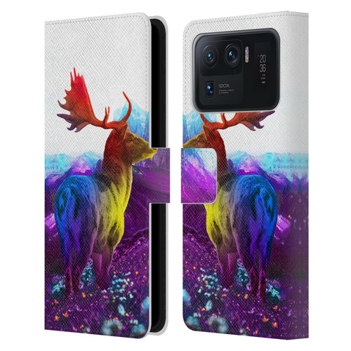 Dave Loblaw Animals Purple Mountain Deer Leather Book Wallet Case Cover For Xiaomi Mi 11 Ultra