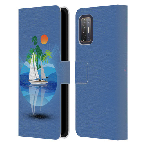 Dave Loblaw Contemporary Art Tropical Waters Leather Book Wallet Case Cover For HTC Desire 21 Pro 5G