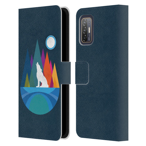 Dave Loblaw Contemporary Art Wolf Mountain With Texture Leather Book Wallet Case Cover For HTC Desire 21 Pro 5G